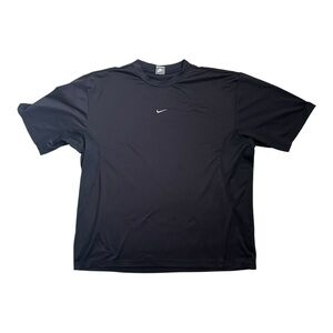 VTG Nike Men’s XXL Y2K Silver Center Swoosh Men's Black Athletic Shirt